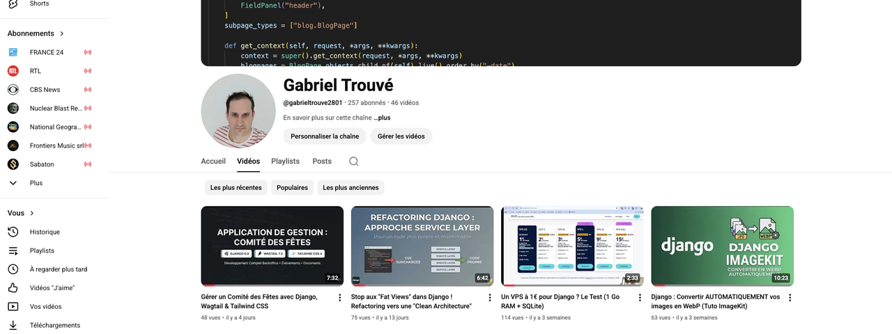 Nouvelles vidéos Django en ligne ! (+ articles Python)