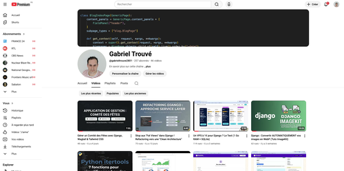 Aperçu des vidéos Youtube